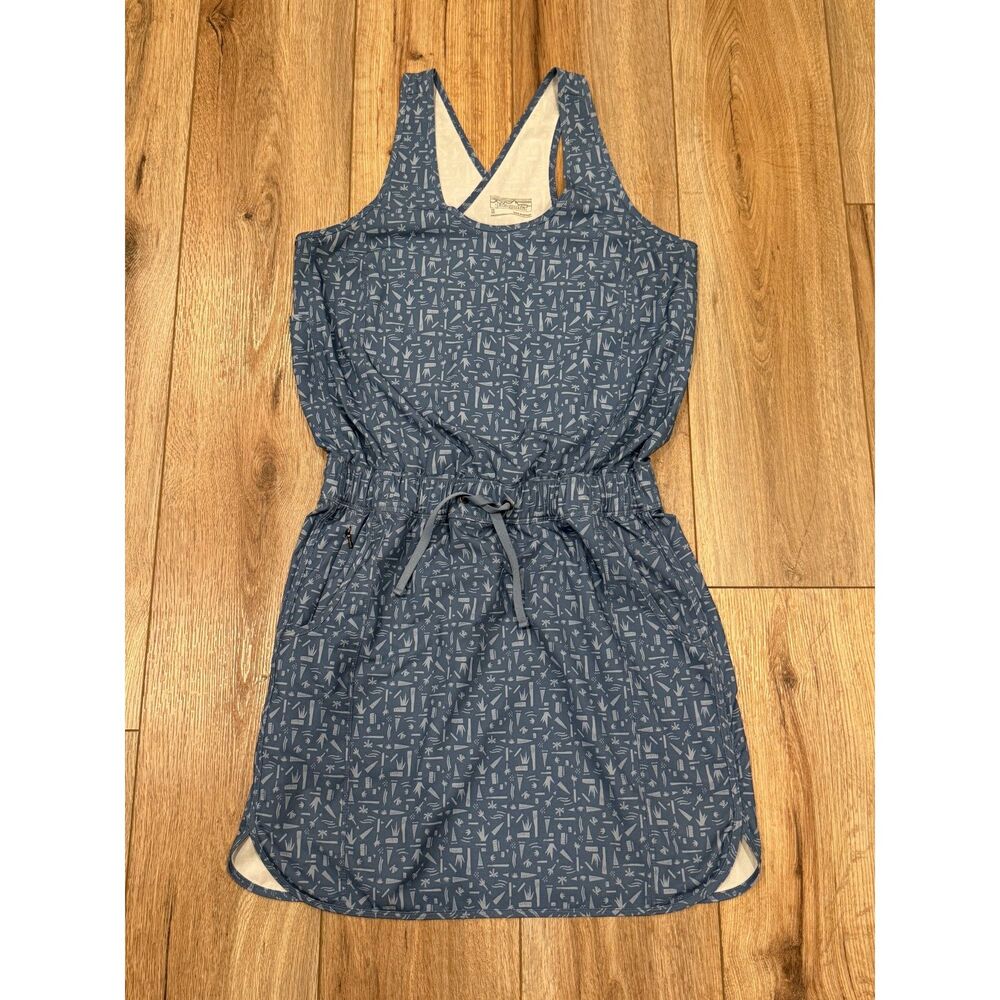 Patagonia Womens Fleetwith Dress Tank Cross Back Blue Print Pockets Size M